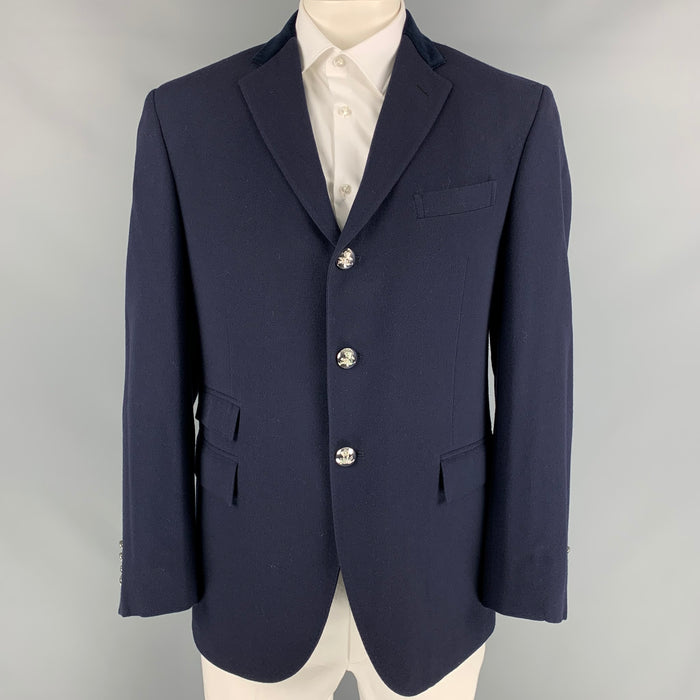 POLO by RALPH LAUREN Size 44 Regular Navy Virgin Wool Notch Lapel Sport Coat
