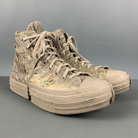 CONVERSE Size 10.5 Olive Canvas High Top Sneakers