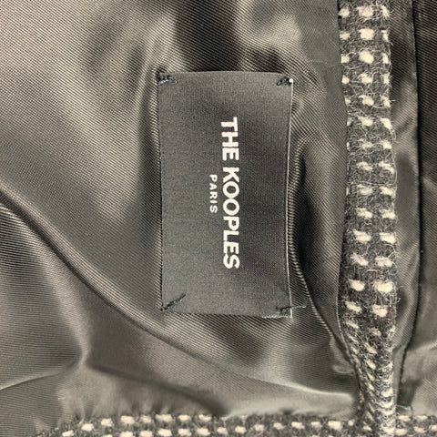 THE KOOPLES Size S Black Grey Grid Wool Blend Notch Lapel Coat