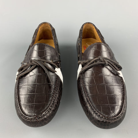 COLE HAAN Size 9 Brown Embossed Leather Drivers Loafers