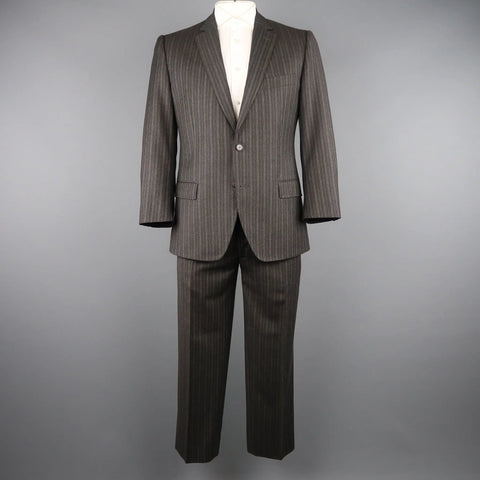 DOLCE & GABBANA 42 Regular Charcoal Pinstripe Wool Notch Lapel Suit DOLCE & GABBANA