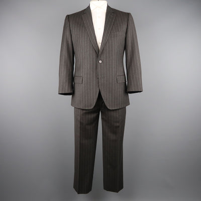 DOLCE & GABBANA 42 Regular Charcoal Pinstripe Wool Notch Lapel Suit