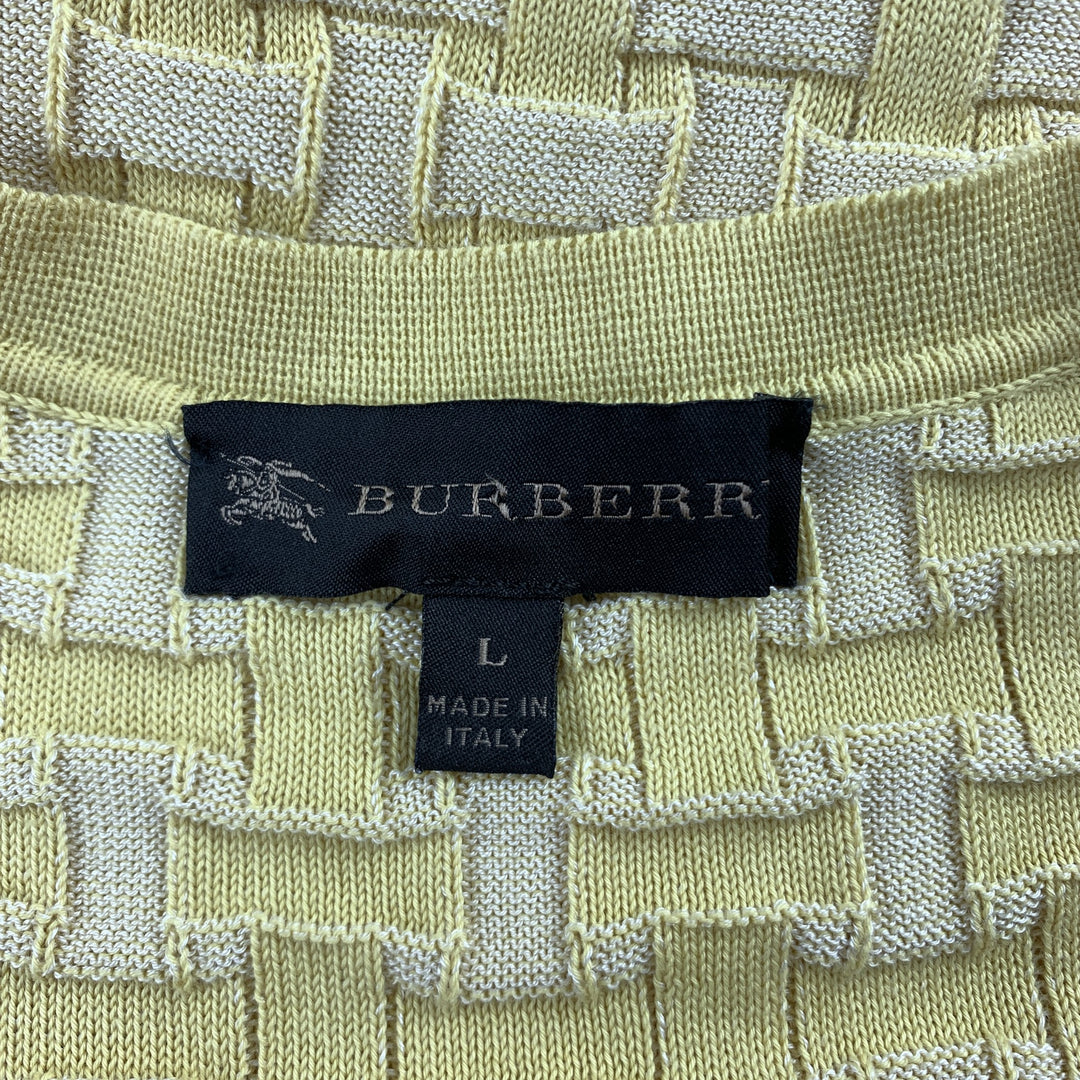BURBERRY PRORSUM Primavera 2006 Talla L Jersey de punto de seda / algodón con cuello en V amarillo