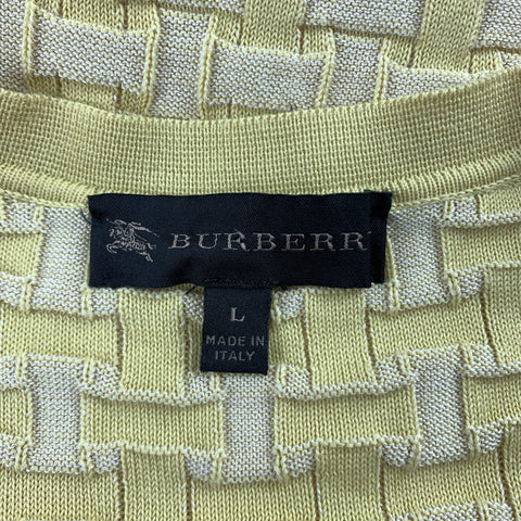 BURBERRY PRORSUM Spring 2006 Size L Yellow Knitted Silk / Cotton V-Neck Pullover