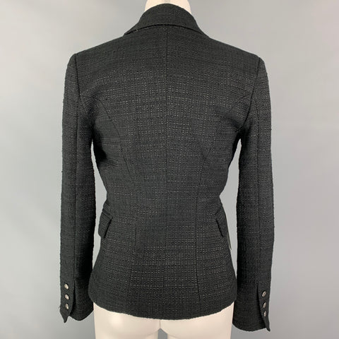 BARDOT Size XS Black Boucle Textured  Cotton Blend Peak Lapel Jacket