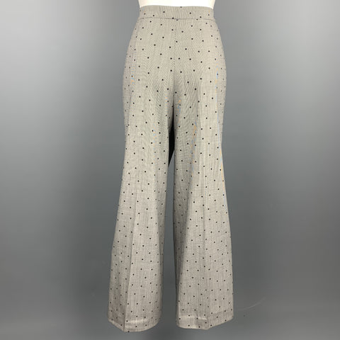 ESCADA Taille 14 Pantalon habillé en laine mélangée grise à pois à jambe large