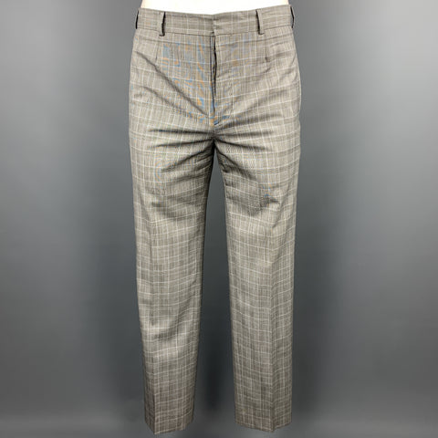 BLACK FLEECE Size 40 Grey Glenplaid Wool Notch Lapel Suit