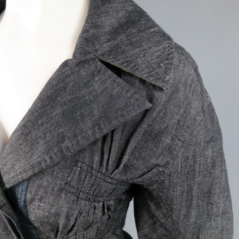 LOUIS VUITTON Taille 6 Veste à manches froncées en coton / ramie marine