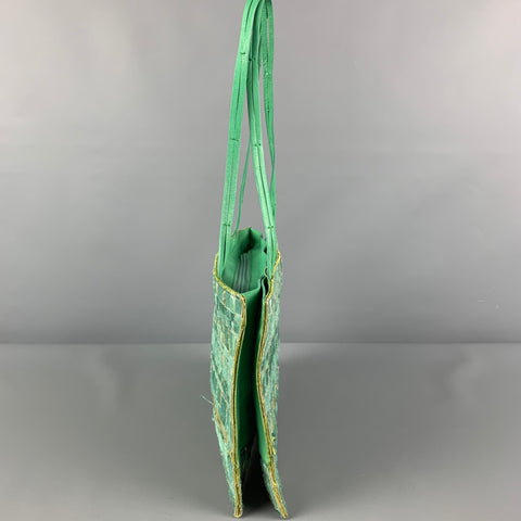 BOTTEGA VENETA Green Beaded Fur Top Handles Handbag