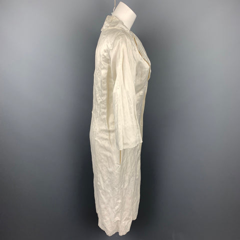 LANVIN Printemps 2006 Taille 8 Manteau en satin texturé froissé blanc cassé