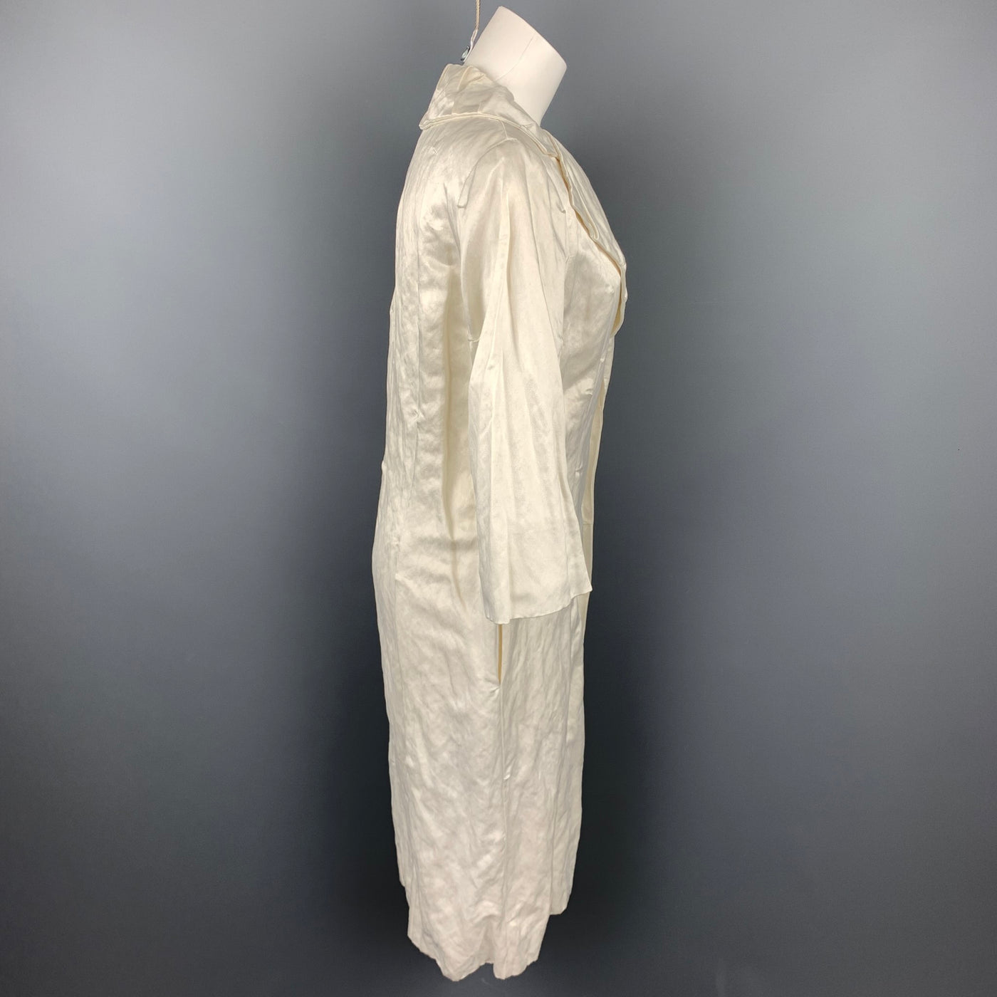 LANVIN Spring 2006 Size 8 Off White Wrinkle Textured Satin Coat