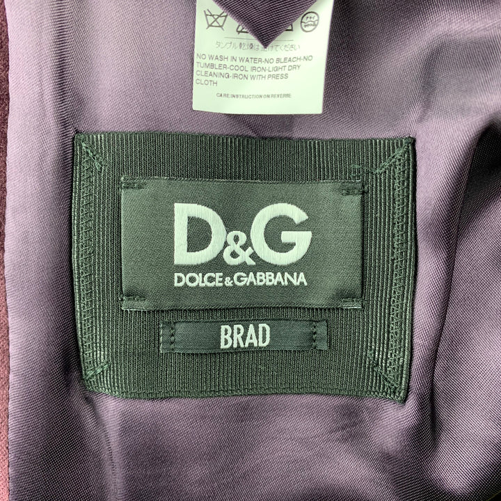 D&G by DOLCE & GABBANA Brad Size 42 Eggplant Purple Velvet Peak Lapel Sport Coat