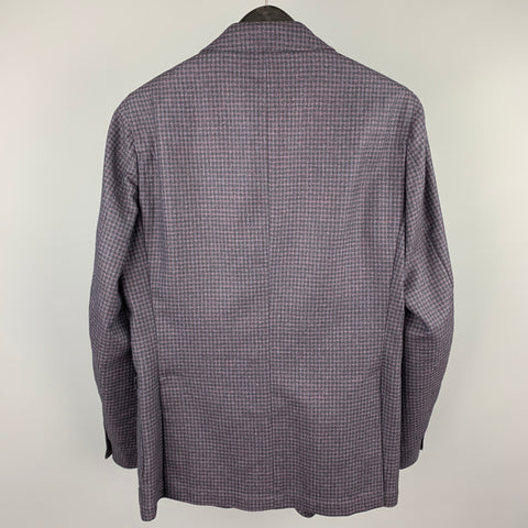 TOMBOLINI Size 36 Purple & Black Wool Notch Lapel Sport Coat