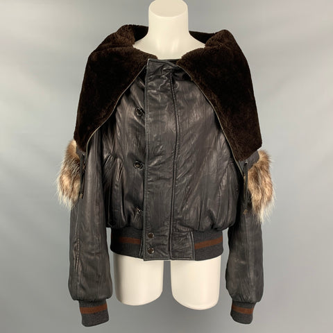 Vintage JEAN PAUL GAULTIER FEMME Size M Black Leather Sheep Skin Turtleneck CollarJacket