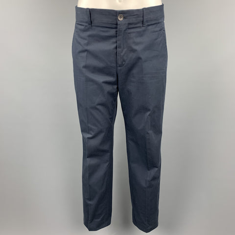 ANN DEMEULEMEESTER 38 Regular Navy Cotton Notch Lapel Suit