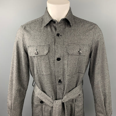 ESTNATION Size M Grey Houndstooth Wool Blend Buttoned Jacket