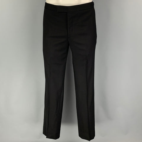 RALPH LAUREN Size 42 Long Black Wool Notch Lapel Suit