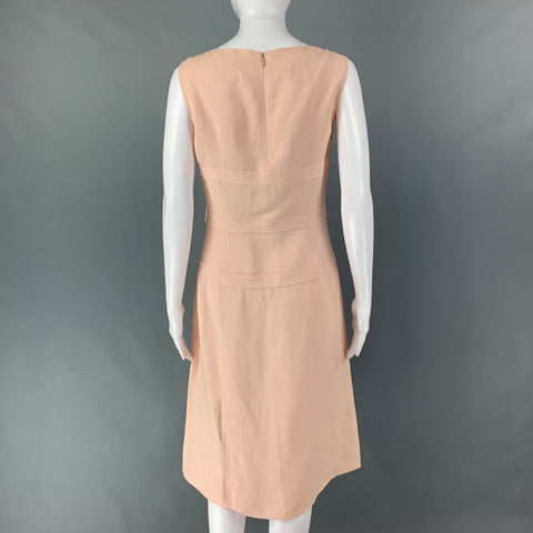 VALENTINO Size 8 Pink Linen &  Viscose Bow Sleeveless Dress