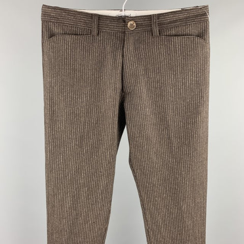 IN GOD WE TRUST Size 28 Brown Pinstripe Wool Zip Fly Dress Pants