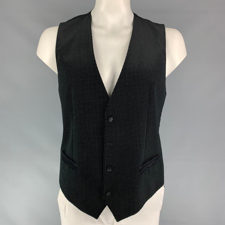 DOLCE & GABBANA Size 44 Black Dots Velvet Classic Vest