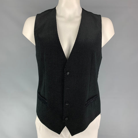 DOLCE & GABBANA Size 44 Black Dots Velvet Classic Vest