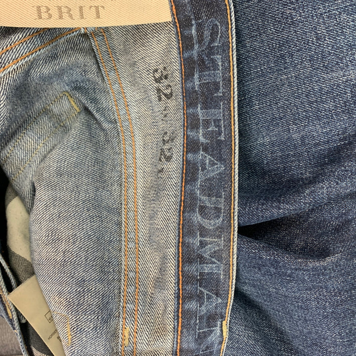 BURBERRY BRIT Size 32 Blue Washed Cotton Slim Jeans