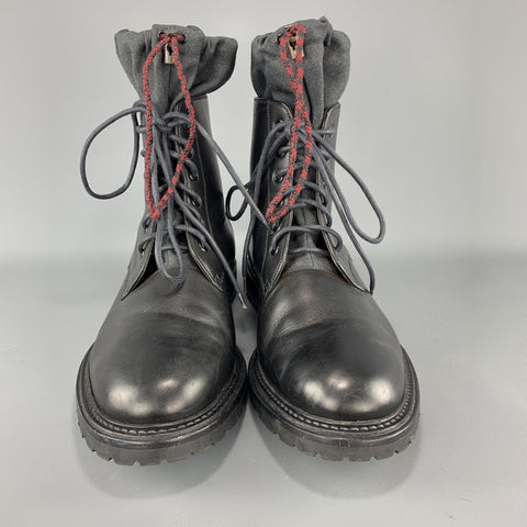MARC JACOBS Size 9 Black Leather Lace Up Drawstring Top Boots
