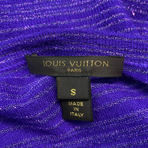LOUIS VUITTON Size S Purple Cashmere Blend Stripe Short Sleeve Casual Top