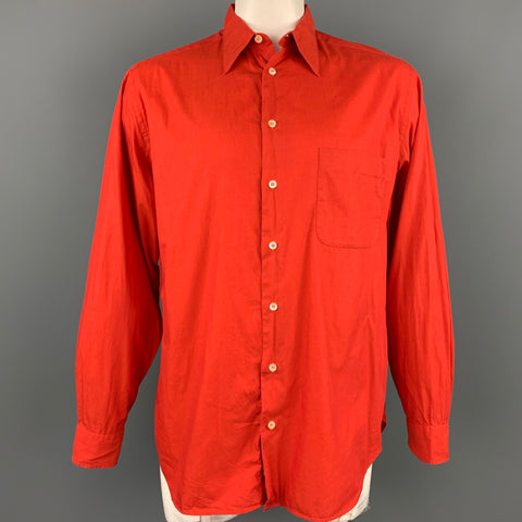 ROMEO GIGLI Size L Red Cotton Button Up Long Sleeve Shirt