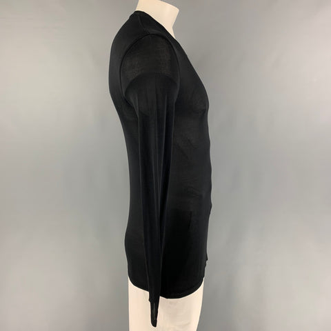 GIORGIO ARMANI Size L Black See Through V-Neck Pullover