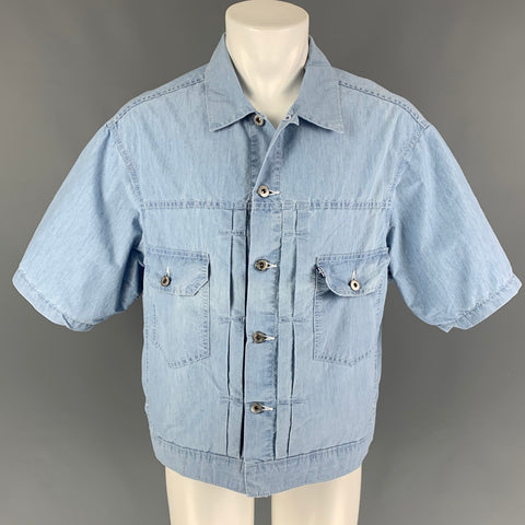 LEVI STRAUSS Size M Blue Contrast Stitch Short Sleeve Jacket