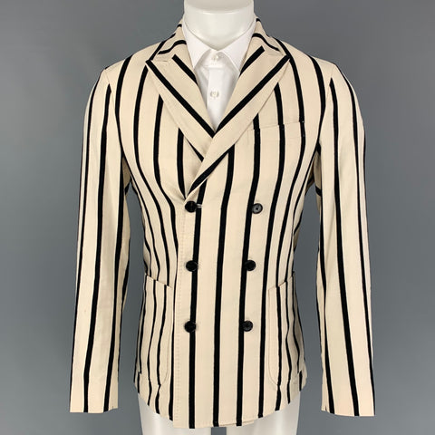 SCOTCH AND SODA Size M Beige Black Stripe Cotton Linen Sport Coat