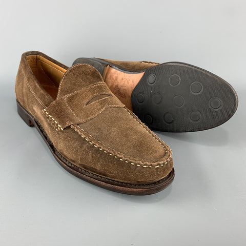 ALLEN EDMONDS Size 11 Brown Contrast Stitch Slip On Penny DOVER Loafers