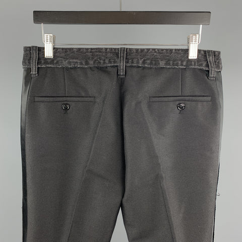 VIKTOR & ROLF Size 32 Black Mixed Fabrics Wool / Mohair 32 Tuxedo Dress Pants