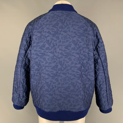 FENDI FW Capsule 2022 Size 40 Blue 3D Fragment Wool Reversible Bomber Jacket