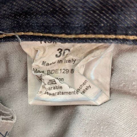 NEIL BARRETT Size 30 Indigo Distressed Denim Button Fly Jeans