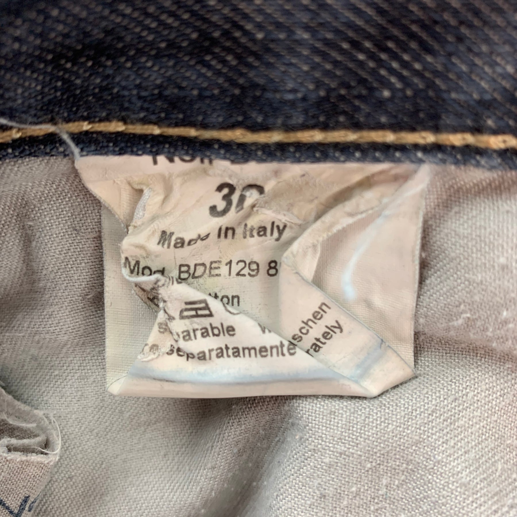 NEIL BARRETT Size 30 Indigo Distressed Denim Button Fly Jeans ...