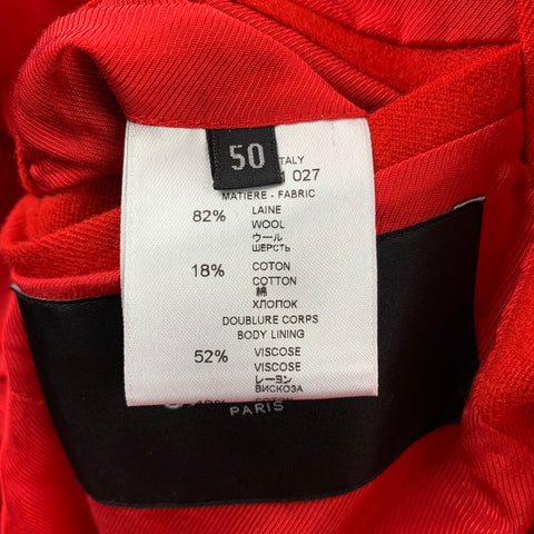 GIVENCHY F/W 12 Size 40 Red Wool / Cotton Notch Lapel Suit
