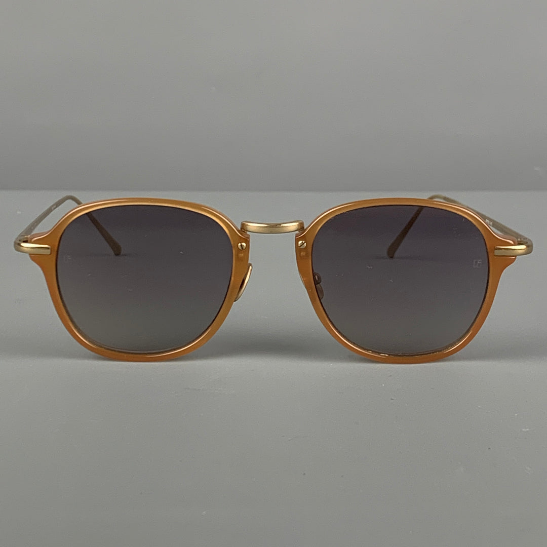 LINDA FARROW Amber Tortoise Acetate Sunglasses