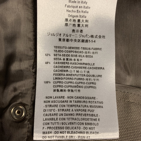 GIORGIO ARMANI Taille 14 Pantalon habillé en soie / cachemire taupe avec patte avant