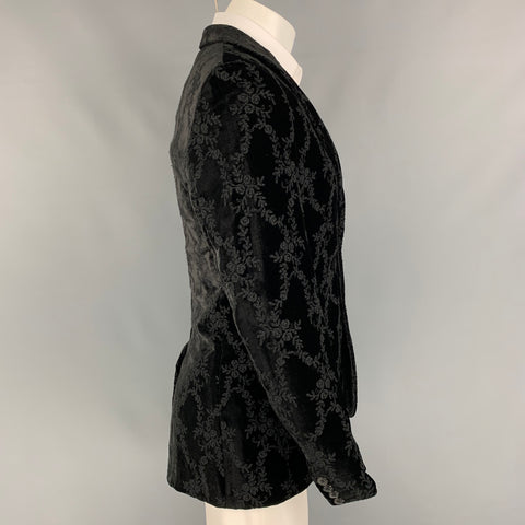 PAUL SMITH Size 38 Regular Black Embroidery Viscose Blend Sport Coat
