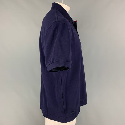 LACOSTE Size XL Navy Cotton Buttoned Polo
