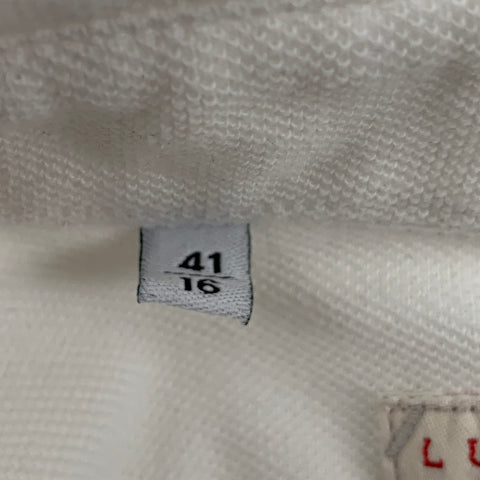 LUCA FALONI Size L White Pique Cotton Long Sleeve Shirt
