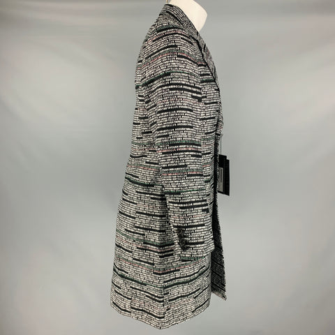 CHRISTIAN DADA Size 36 Black White Jacquard Polyester Wool Coat