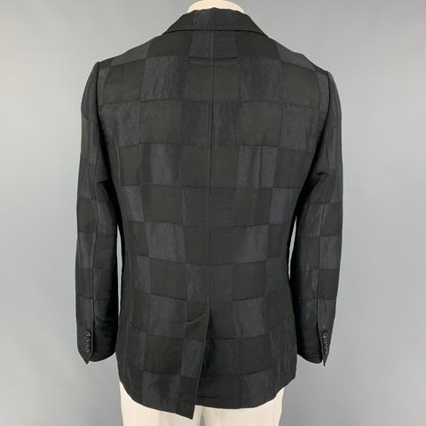 JOHN VARVATOS Size 42 Black Checkered Notch Lapel Sport Coat
