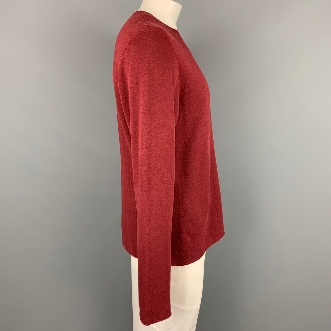 RYAN ROBERTS Size L Burgundy Polyester Blend Crew-Neck Pullover