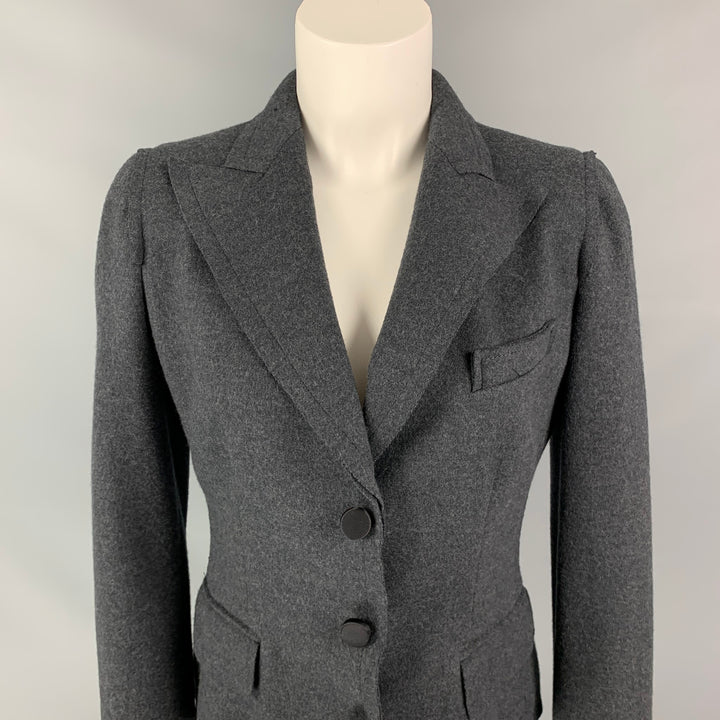 DOLCE & GABBANA Size 6 Grey Virgin Wool Jacket Blazer