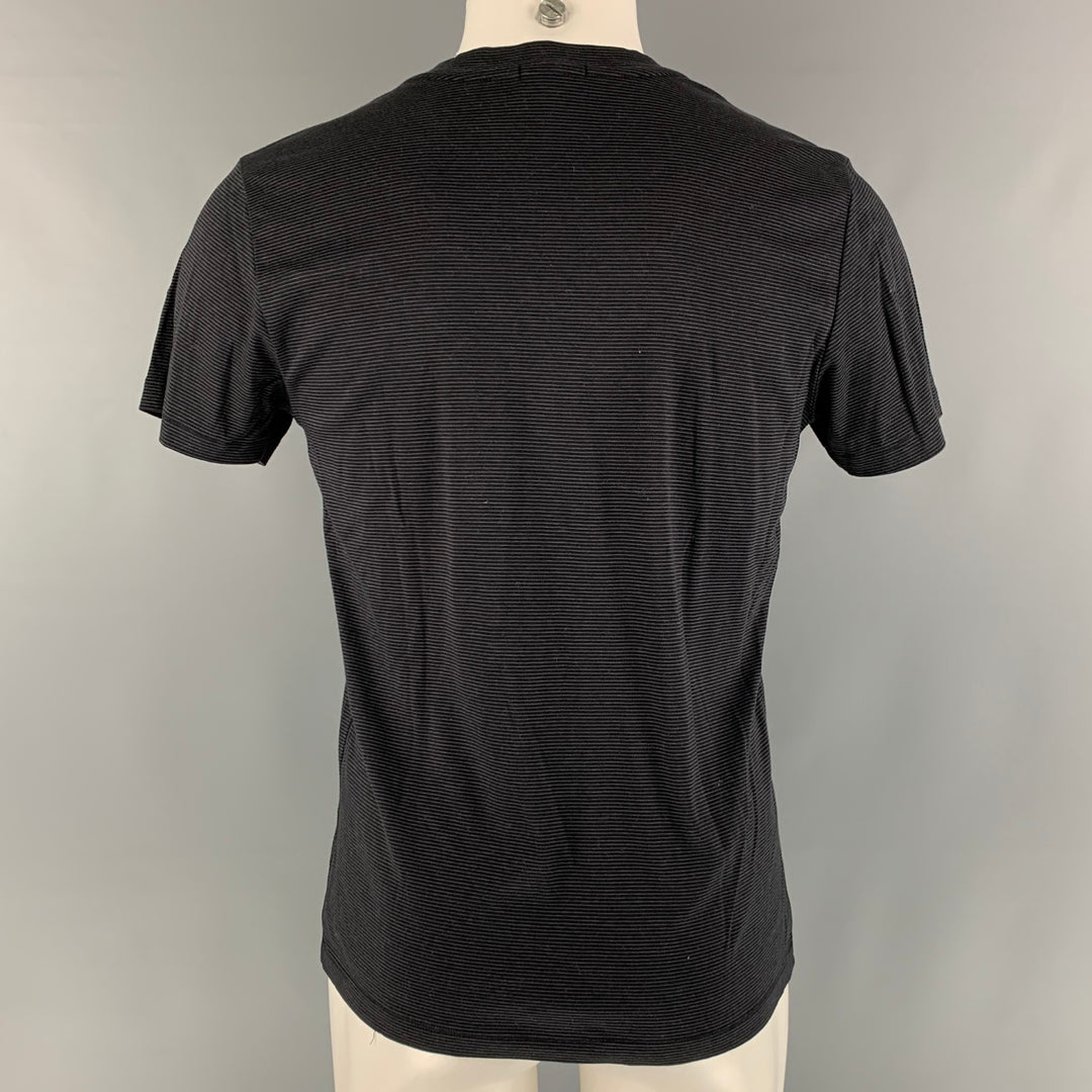 THEORY Size S Black Grey Stripe Cotton Short Sleeve T-shirt