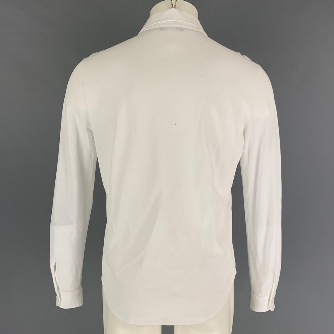 LORO PIANA Size M White Cotton Long Sleeve Polo