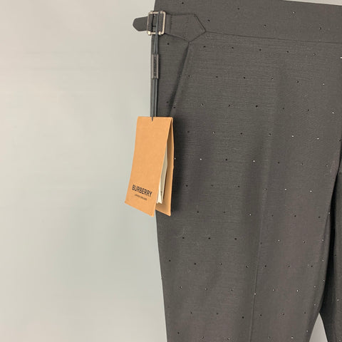 BURBERRY Size 36 Black Embellishment Mohair Wool Tuxedo Dress Pants